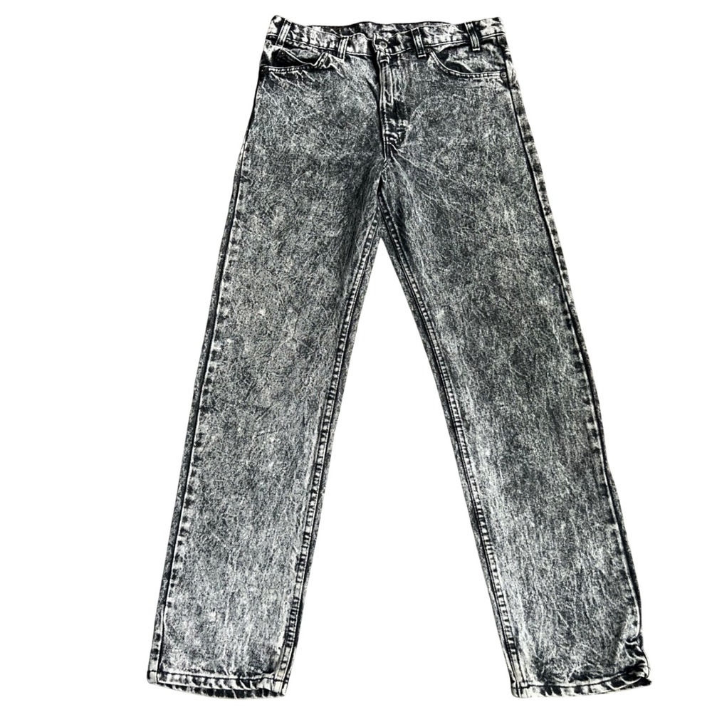 Levi's 505 Jeans Mens 34x32 Black Acid Wash Denim Straight Leg Vintage USA Made